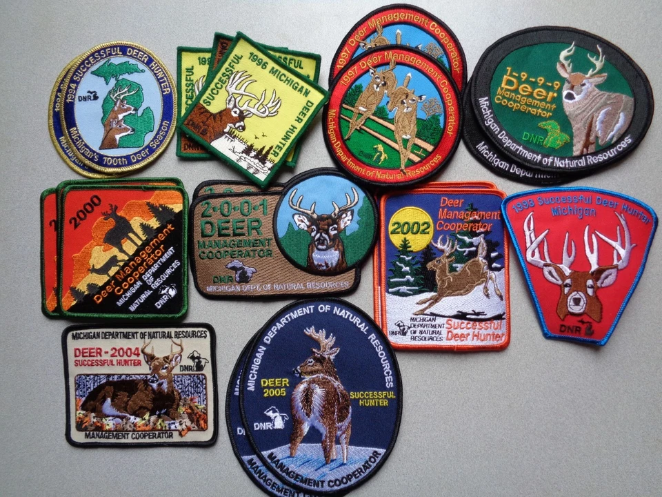 "LOT" OF 20 MICHIGAN SUCCESSFUL DNR DEER HUNTING PATCHES -BEAR -TURKEY-FISH-ELK - Image 1 of 1