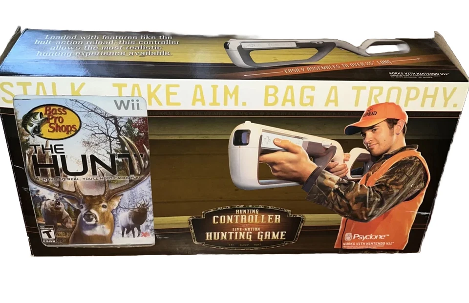 PSYCLONE Bass Pro Shops Hunting Controller GUN with The Hunt Game NINTENDO WII - Image 1 of 4