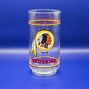 Vintage 80s NFL Washington Redskins Mobil 5.5" Collector's Glass Cup 16oz - Foto 1 di 4