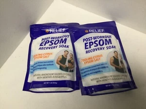2 Pack 16 Ounce Epsom Salt Post Workout Recovery Citrus Soak Relief New F46 - Picture 1 of 3