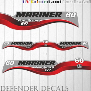 Mariner 60 HP EFI four stroke outboard engine decal sticker set kit reproduction - Picture 1 of 4