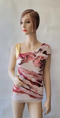 NUEVO Jean Paul Gaultier Fuzzi Soleil Borgoña Dorado Graffiti Estampado Tanque Nuevo con Etiquetas Talla XL Foto 1 de 4