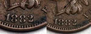 1882 Indian Cent - Misplaced Date - Digits in Pearls - Picture 1 of 2