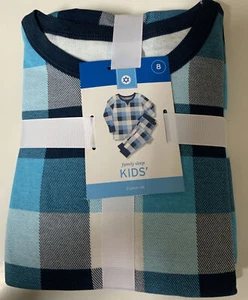 ๐งท Kids' Hanukkah Buffalo Check Print Matching Family Pajama Set - Blue 8๐ - Picture 1 of 2