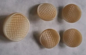 Vtg B.G.E. ORIG. Buttons - Set of 5 - Pearly Iridescent Cream Plastic - Shank - Picture 1 of 6