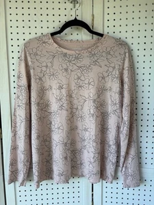 Camiseta Lands' End Para Mujer M Algodón Orgánico Larga SLV Floral Calce Relajado - Imagen 1 de 7