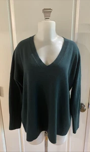 Suéter J.Crew 100 % cachemir cuello en V manga larga verde talla grande mediana - Imagen 1 de 11