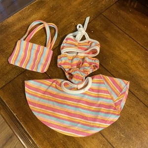 Traje de baño falda y bolso de fiesta para muñeca American Girl verano piscina playa leer - Imagen 1 de 7
