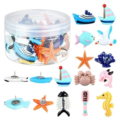 Pack of 36 Sea Animal Push Pins Decorative Thumbtacks Set for Bulletin Board - Image 1 of 4