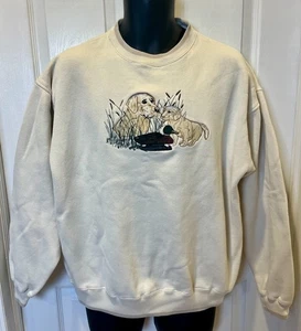 Vintage Stockente/Welpen bestickt Rundhalsausschnitt Sweatshirt Gr. L Croft And Barrow - Bild 1 von 8