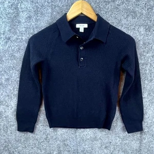Reiss Polo Sweater Youth 8/9 Navy Wool Ribbed Stretch Raglan Sleeve Collared - Picture 1 of 6