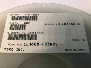 Toko LL1608FS3N9S Fixed Inductors, Coils, Choke 3.9nH 1A 0603 4000 T/R - Picture 1 of 3