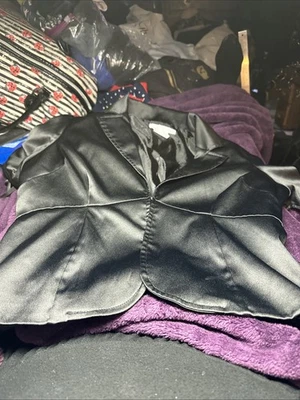 Top de satén Charlotte Russe para mujer negro con corbata de gancho y ojo talla L Whimsigoth Vamp Foto 1 de 4