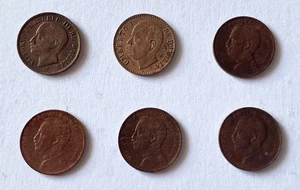 HN Royaume D'Italie Lot De 6 Pièces De 1 Centime Cu BB-SPL R125 - Picture 1 of 2