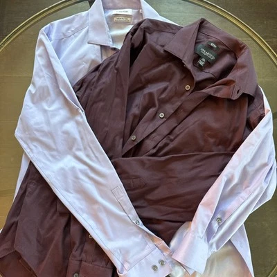 2 Men’s Purple Slim Fit Non Iron Slim Fit Long Sleeve Dress Shirts Sz Large - Image 1 of 4