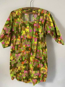 Design House Japan Vintage 70s Mod Artist Smock Apron Dress Psychedelic - Bild 1 von 5
