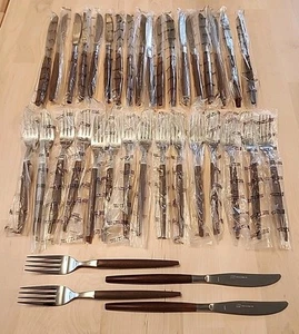 Vintage ECKO Eterna Forged Stainless Japan Tableware 17 Forks & 20 Knives - Picture 1 of 18