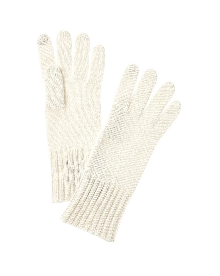 Guantes de cachemir Hannah Rose lurex blancos para mujer Foto 1 de 1