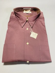 ENRO Eggplant Dress Shirt Men 17.5 34-35 100% Combed Cotton Long Sleeve NWT - Picture 1 of 10