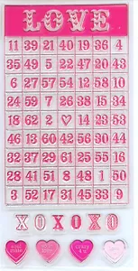 Sellos Acrílicos TARJETA DE BINGO Amor San Valentín Corazón Abrazos Beso Boda Favor Juego Tarjeta - Imagen 1 de 1