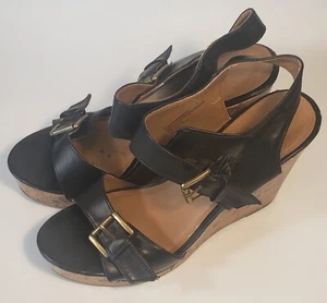 Mossimo Supply Co. Women Platform Shoes Black Faux Leather Tie Cork Size 7.5 - Picture 1 of 11