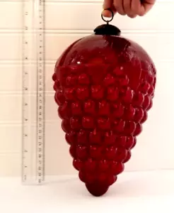 Große Vintage Kugel Weihnachtsschmuck rot Glas Traubencluster 10" - Bild 1 von 18