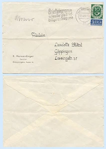 Alemania 1952 Goppingen Dentista Publicidad Cubierta #675 y Notopfter Impuesto Postal - Imagen 1 de 2