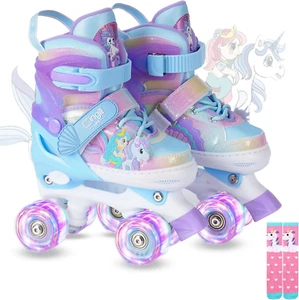 Girls Roller Skates for Kids Ages 3-12 Adjustable Light up Roller Skates for Tod - Picture 1 of 7