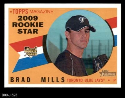 2009 Topps Heritage #523 Brad Mills Blue Jays RC 8 - NM/MT - Image 1 of 2
