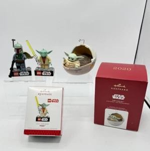 Hallmark Keepsake Ornament Star Wars Lego Boba Fett And YODA, The Child Lot Of 3 - Picture 1 of 13