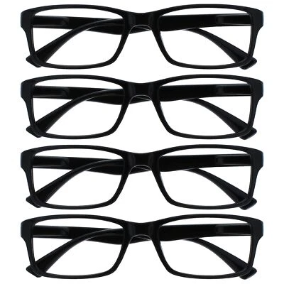 OPULIZE Lesebrille Schwarz Lesebrille 4er Pack Designer Style Herren Damen...