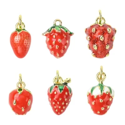 6x Colgantes Colgantes de Fresa Roja para Pulseras Pendientes Collar Joyería Foto 1 de 4