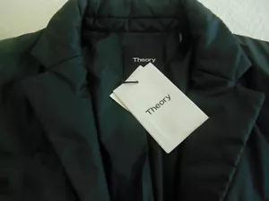 THEORY Women's Blazer Puffer Pale Navy Size Large Feather Poly - Picture 1 of 8