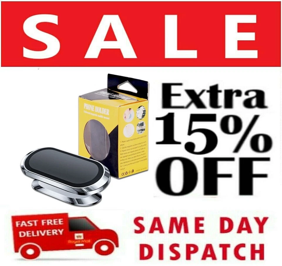 Universal Magnetic Car Mobile Phone Holder Dashboard Mount 360° Rotating - Image 1 of 4