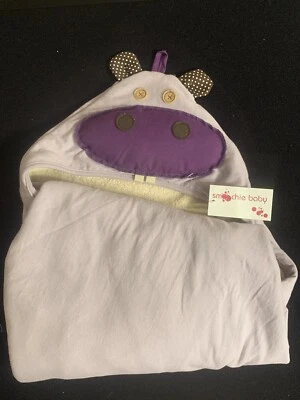 Smoochie Baby Purple Organic Cotton HIPPO Hooded Baby Towel NWT - Image 1 of 4