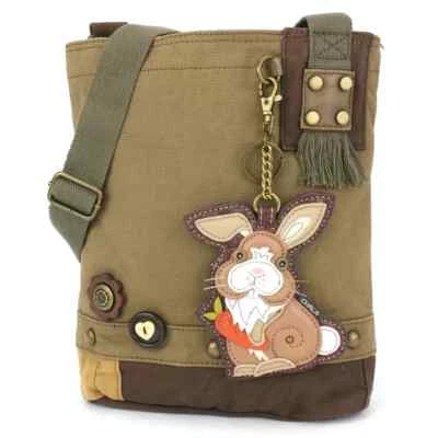 NEW Chala Patch Crossbody Olive Green Bag Canvas W/ Coin Purse Bunny Rabbit gift - Image 1 of 4