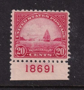 1923 Sc 567 MLH 20c Golden Gate plate number single Hebert CV $55 (K3 - Picture 1 of 1