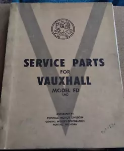 Manual de piezas de servicio vintage Vauxhall modelo FD coches LHD Vauxhall Victor - Imagen 1 de 12