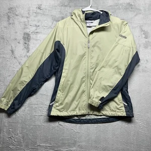 Columbia Windbreaker Jacket Womens Medium Green Vented Hood Lined Packable Light - Picture 1 of 5