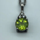 Vintage Sterling Silver peridot stone pendant necklace 