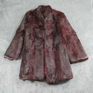 Designer Damen UK 14 Burgunder Echtpelz Mantel Kaninchen - Bild 1 von 12
