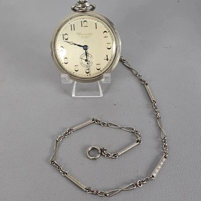 Chronometer C. Bucherer 15j 3 ADJ Pocket Manual Wind Up Watch Swiss Made W/Chain - Image 1 of 4