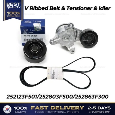 ⭐Genuine⭐ V Ribbed Belt & Tensioner & Idler for Hyundai Equus Genesis Kia K900 - Image 1 of 2