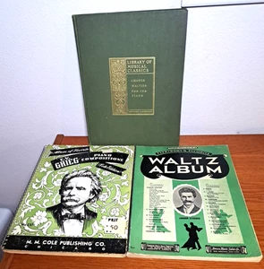 Lot of 3 Vtg & Antique Sheet Music Books Grieg Strauss Chopin Waltzes for Piano - Picture 1 of 7