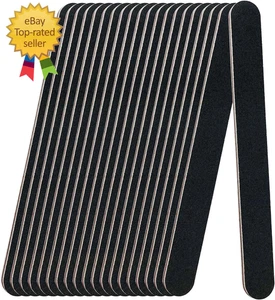 20 Pack 100/180 Grit Nail Files Black Professional Reusable Emery Boards Nail - Picture 1 of 12