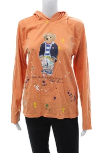 Polo Ralph Lauren Damen Pullover Hoodie Orange Baumwollmischung Grafik Gr. XL - Bild 1 von 4