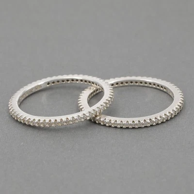 Dos anillos de eternidad apilables Silpada retirados circonita esterlina PERFECCIÓN R2750 talla 7 Foto 1 de 4