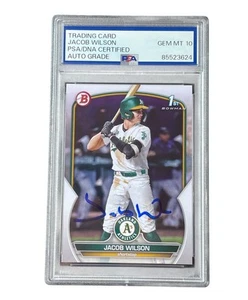 Jacob Wilson Signed 2023 Bowman Draft Card AUTO Oakland Athletics PSA 10 - Picture 1 of 2