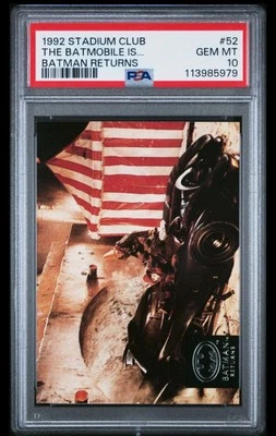 1992 STADIUM CLUB BATMAN RETURNS #52 ICONIC BATMOBILE POP 2 PSA 10 GEM MINT - Image 1 of 2