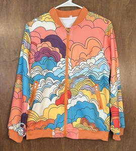 Girls Rainbow Cloud Graphic Bomber Jacket Size 12 - Picture 1 of 13